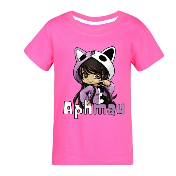 Cute Kids Girl Anime Kawaii T-Shirt Aphmaus Tops Tee Summer Clothes Causal Wear Shirt Short Sleeve T Shirts Age 4-13 Years