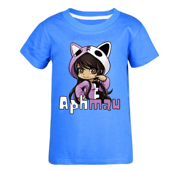 Cute Kids Girl Anime Kawaii T-Shirt Aphmaus Tops Tee Summer Clothes Causal Wear Shirt Short Sleeve T Shirts Age 4-13 Years