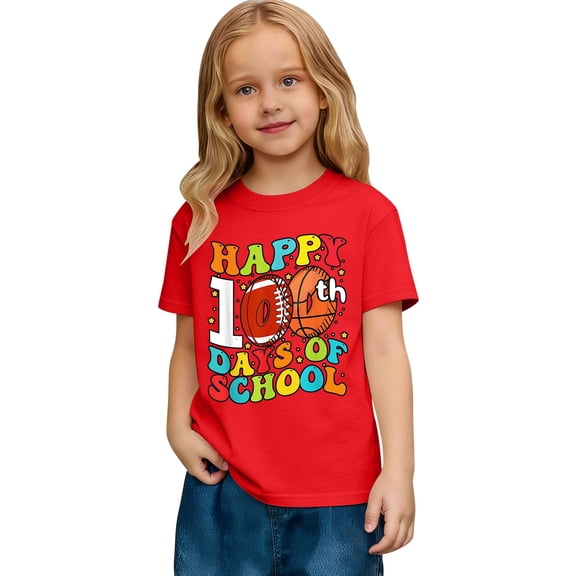 Cute Kids Graphic Print Short Sleeve T Shirt Girls Back To School Casual Tee Clothes