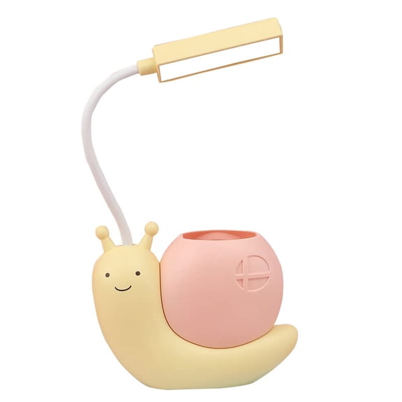 Cute Kids Lamp with Pen Holder,LED Desk Lamp for Child,Snail Shape USB Charging Student Learning Eye Protection Lamp with 360° Bendable Adjustable Neck