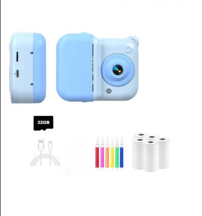 Cute Kids Print Camera with 32GB Card, 5 Paper Rolls &amp; DIY Stickers – 1080P HD Selfie Video Cam ...