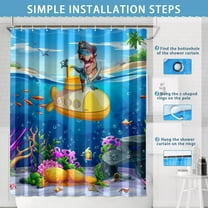 Cute Kids Shower Curtain for Bathroom - Funny Ocean Pirate Dinosaur Shower Curtain Sets Bathtub Decor with 12 Hooks Washable Durable Polyester Fabric 72"x72"
