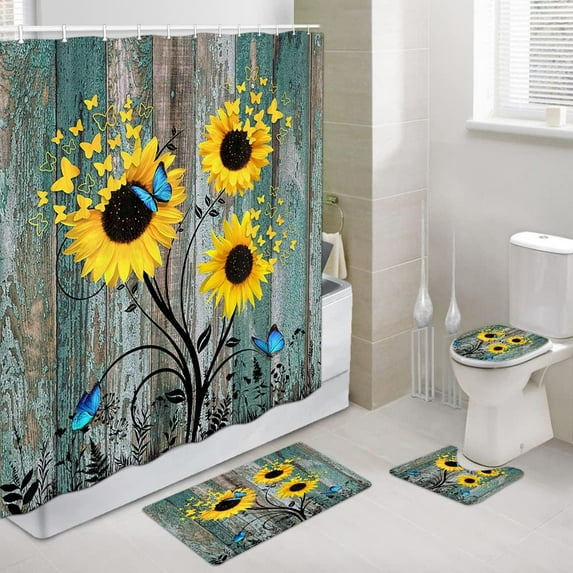 Cute Kids Shower Curtain Sets with Non-Slip Rug Cool Unicorn Riding Dinosaur Shower Curtain Set for Kids, Unicor Bathroom Decor for Kids