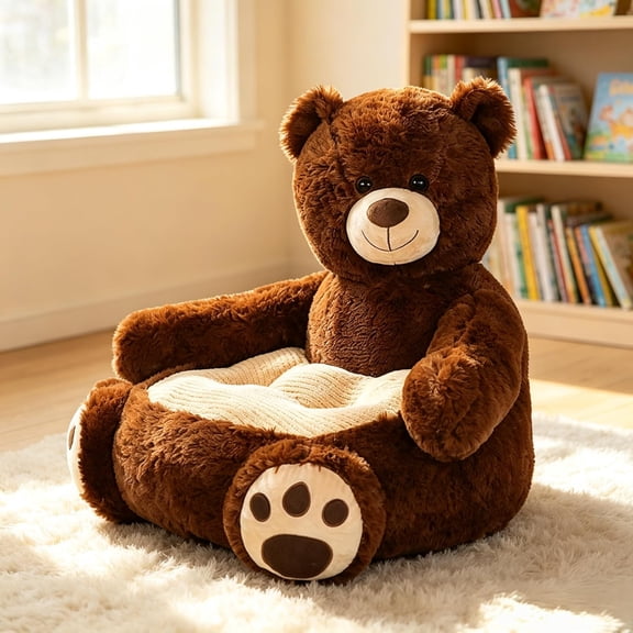 Cute Kids Sofa Seat Bear Chair Bean Bag Chair Seat, Armrest Chair Sofa, Animals Seat Cushion for Play Room, Comfortable Animal Shaped Cushion for Home Bedroom Decoration