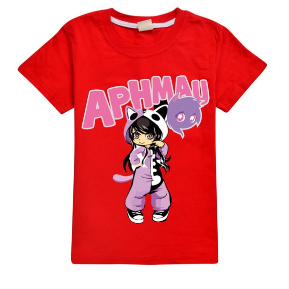 Cute Kids Teen Girl Anime Kawaii T-Shirt Short Sleeve Tee Graphic Aphmaus Tops Summer Clothes Cotton Blouse 4-13 Years