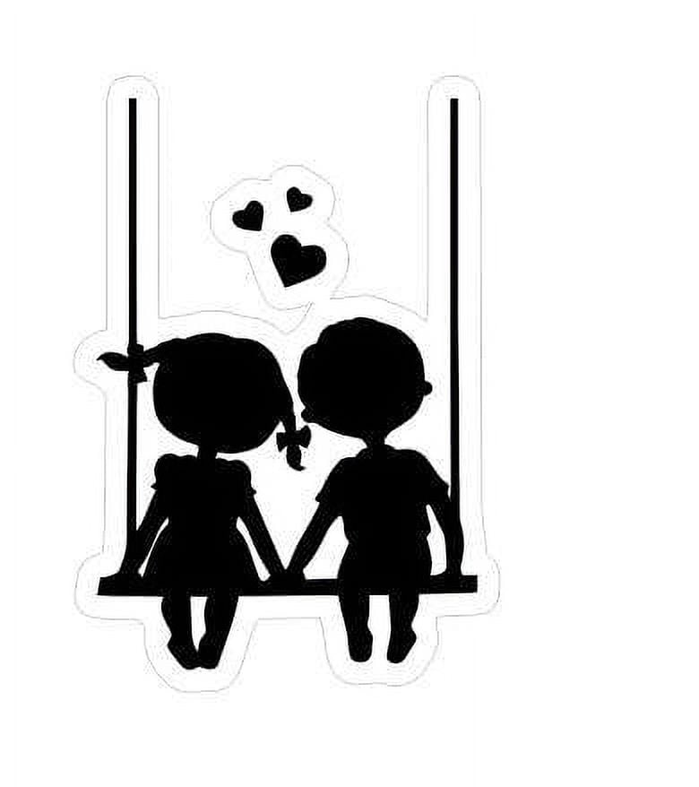 Cute Kids on Swing Car decal, Silhouette Decal with Cute Childish ...
