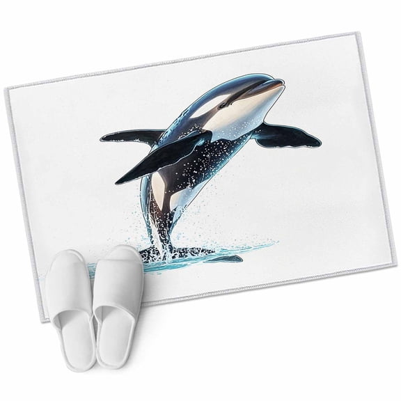 Cute Killer Whale Entryway Rug 2x3 Area Rug Washable Indoor Doormat Small Bathroom Rugs Non-Slip Low Pile Accent Throw Rugs Orca Animal Ocean Retro Artwork Floor Carpet for Kitchen Bedroom Entrance