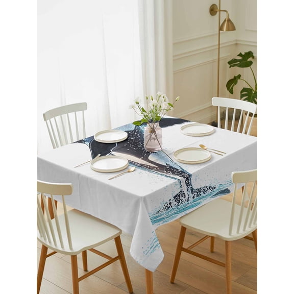 Cute Killer Whale Tablecloth Rectangle Table Cloth 60x84, Waterproof Tablecloth Outdoor Table Cloth, Orca Animal Ocean Retro Artwork Washable Table Cover for Kitchen Dinning Party
