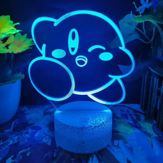 Cute Kirby LED Illusion Night Light, USB Desk Lamp 16 Colors Change Home Decoration Lighting for Boys Girls Birthday Christmas Gift