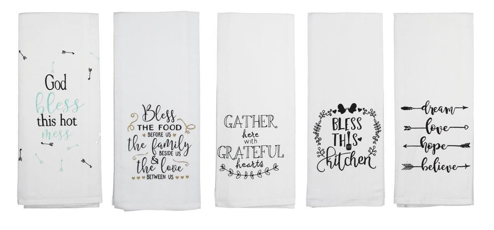 Cute Kitchen Towels Set Inspirational Dish Towels Fun Baking Flour Sack  Towels with Sayings Cotton 16x28 5 Piece 