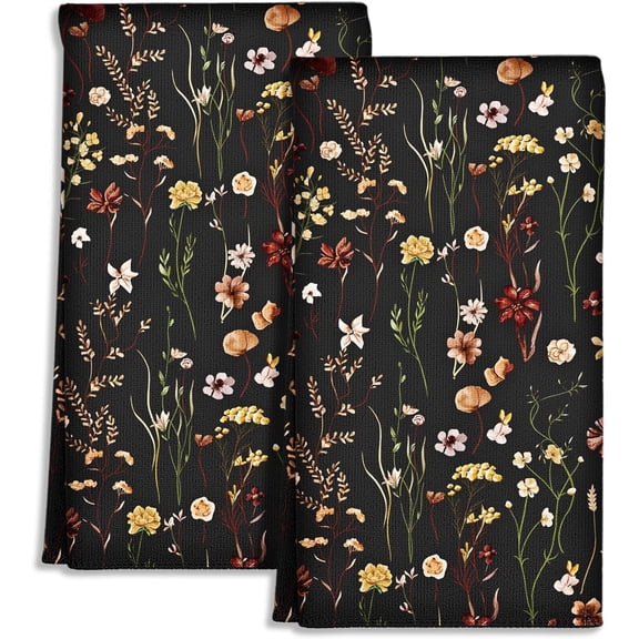 Cute Kitchen Towels Set of 2 - Dish Towels 18 x 26 Inch Microfiber Tea Towel for Home Decorative Strawberry Spring Summer Soft Reusable & Absorbent Aesthetic Vintage Design