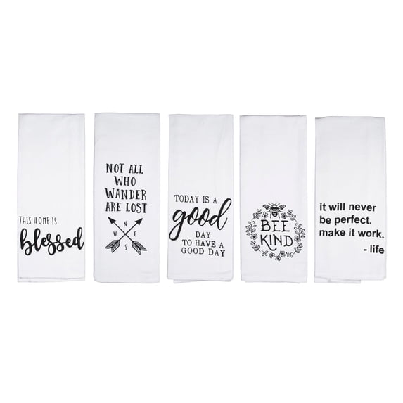 Cute Kitchen Towels Set Inspirational Dish Towels Fun Sayings Flour Sack Towels Cotton 16"x28" 5 Piece