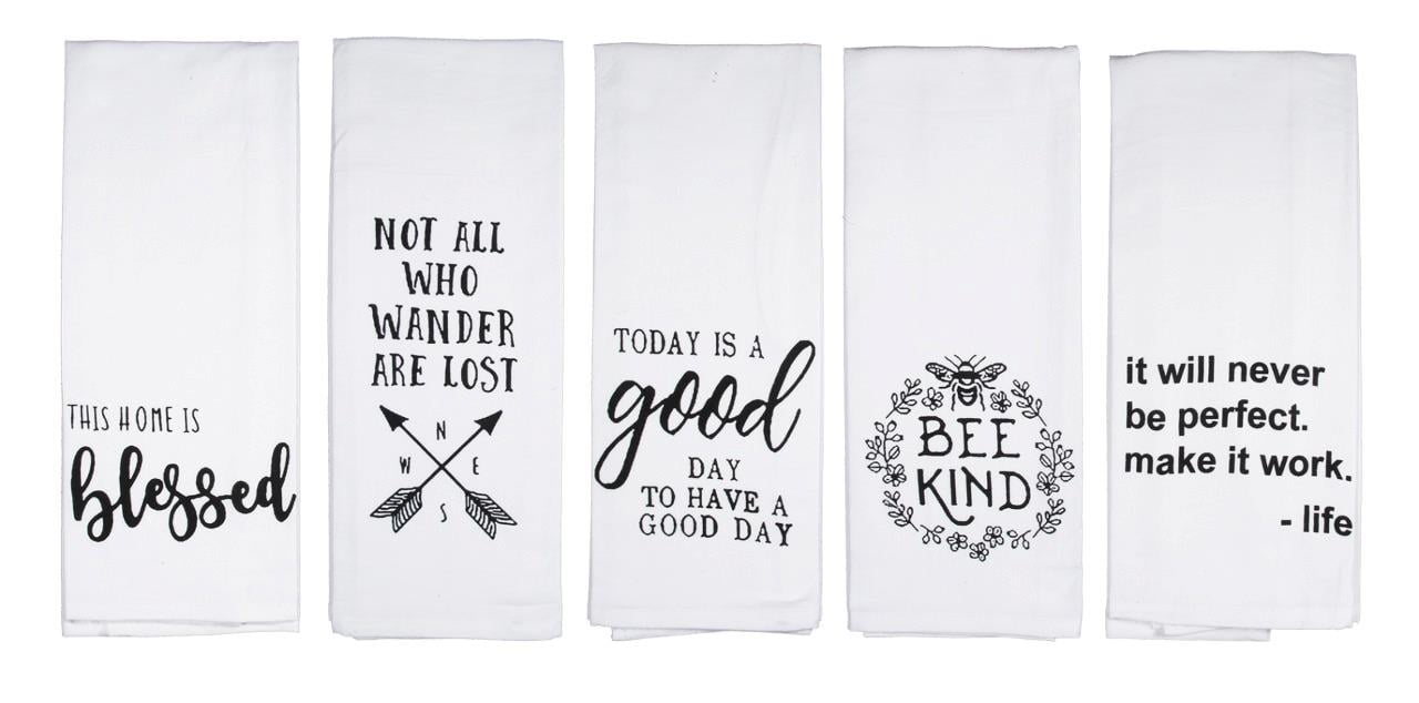 Cute Kitchen Towels Set Inspirational Dish Towels Fun Sayings Flour Sack  Towels Cotton 16x28 5 Piece 