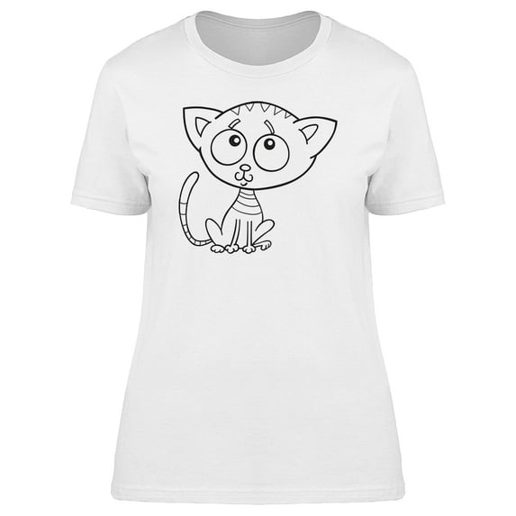Cute Kitten Adorable Cartoon T-Shirt Women -Image by Shutterstock, Female XX-Large