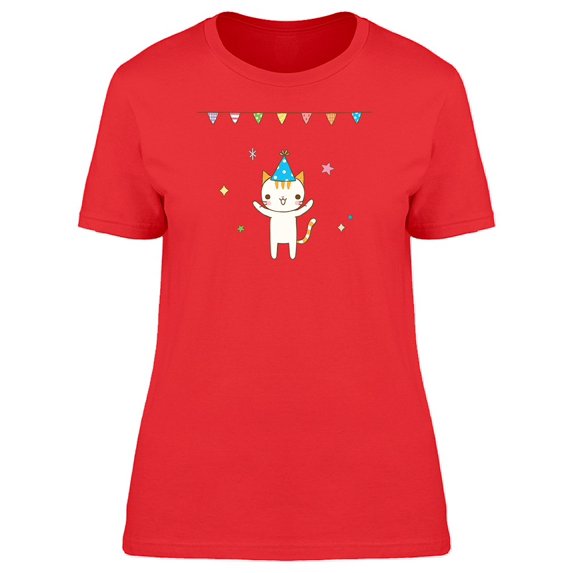 Cute Kitten Birthday Cartoon Tee Women's -Image by Shutterstock
