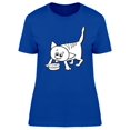 thumbnail image 1 of Cute Kitten Drinking Cartoon T-Shirt Women -Image by Shutterstock, Female Small, 1 of 2