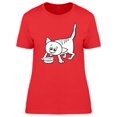 thumbnail image 1 of Cute Kitten Drinking Cartoon T-Shirt Women -Image by Shutterstock, Female x-Large, 1 of 2