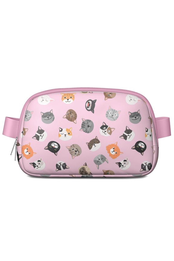 Cute Kitten Fanny Pack - Waterproof Adjustable Waist Bag with Paw Prints, Lightweight Belt Bag for Travel, Dog Walking & Pet Lovers
