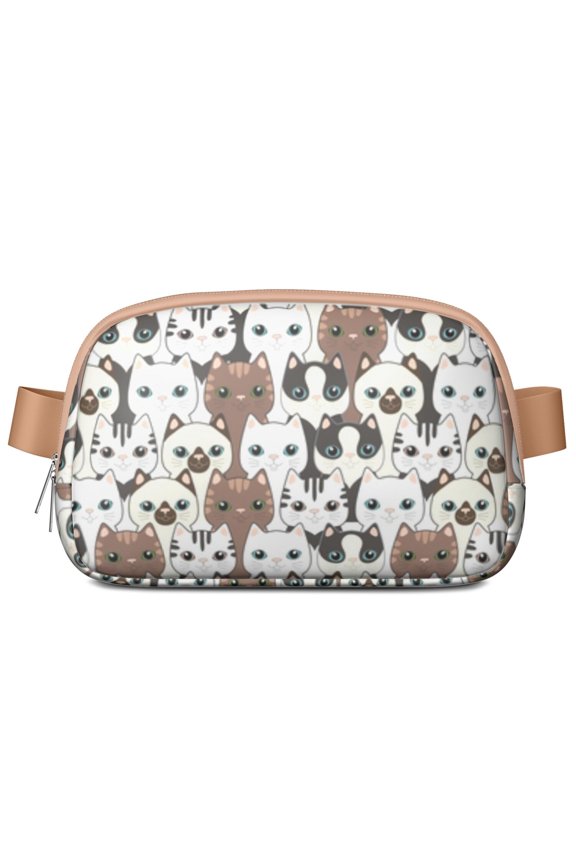 Cute Kitten Fanny Pack - Waterproof Adjustable Waist Bag with Paw Prints, Lightweight Belt Bag for Travel, Dog Walking & Pet Lovers