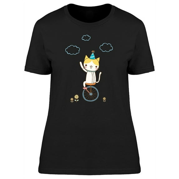 Cute Kitten On An Unicycle T-Shirt Women -Image by Shutterstock, Female Medium