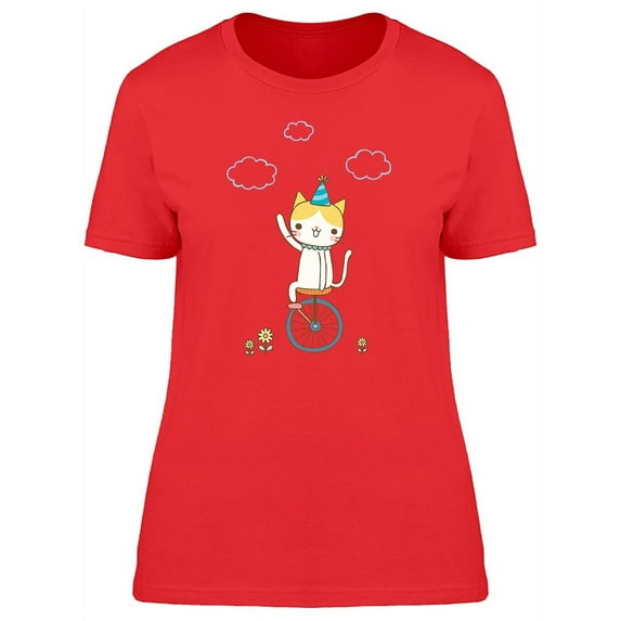 Cute Kitten On An Unicycle T-Shirt Women -Image by Shutterstock, Female Medium