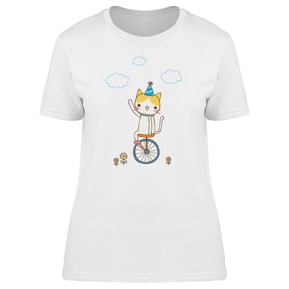 Cute Kitten On An Unicycle T-Shirt Women -Image by Shutterstock, Female Small