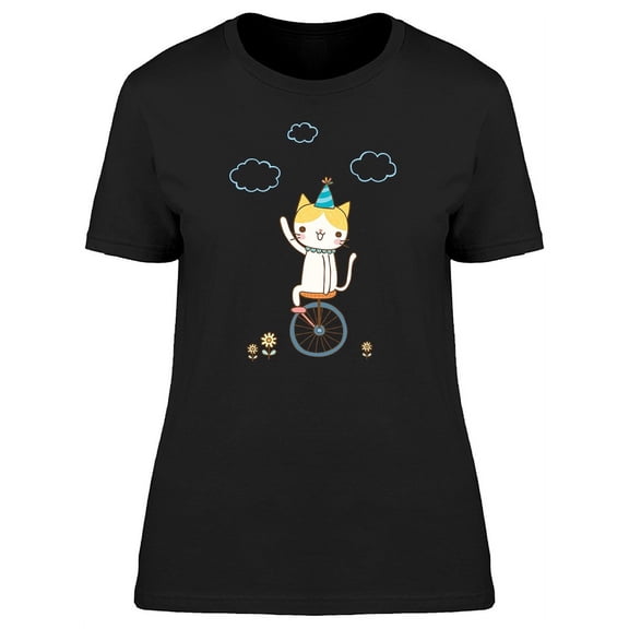 Cute Kitten On An Unicycle T-Shirt Women -Image by Shutterstock, Female x-Large