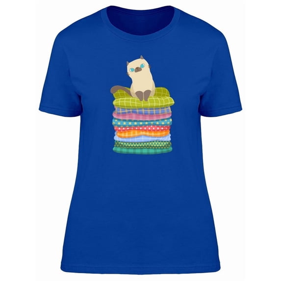 Cute Kitten On Blankets Cartoon Tee Women's -Image by Shutterstock
