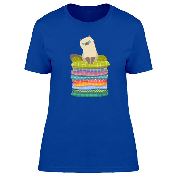 Cute Kitten On Blankets Cartoon Tee Women's -Image by Shutterstock