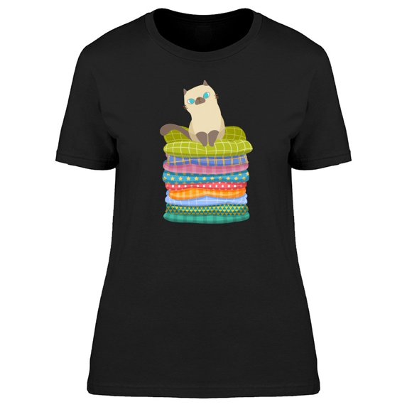 Cute Kitten On Blankets Cartoon Tee Women's -Image by Shutterstock