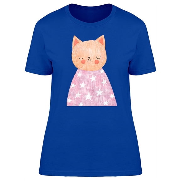 Cute Kitten On Star Blanket T-Shirt Women -Image by Shutterstock, Female Small
