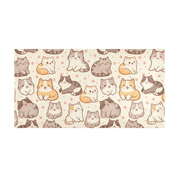 Cute Kitten Pattern Bath Mat 39x20 Inch Soft Absorbent Non-Slip Plush Bathroom Rug for Floor