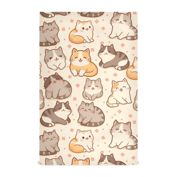 Cute Kitten Pattern Kitchen Towels Waffle Weave Decorative Tea Towels Multi Use Dishcloths 28x18in