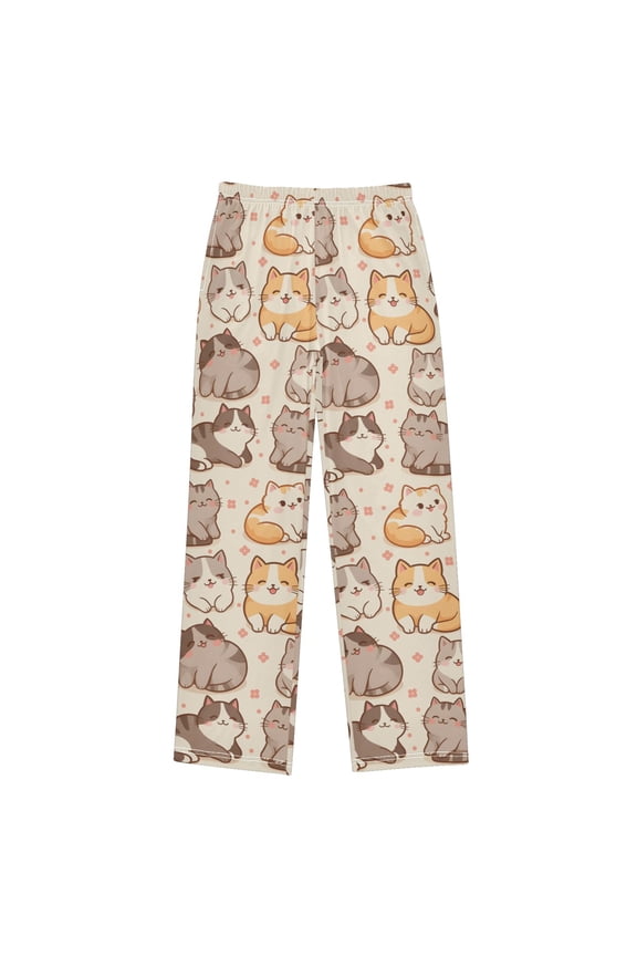 Cute Kitten Pattern Pajama Pants Soft Lightweight Lounge Pants Bottoms Sleep Pants Warm Comfy