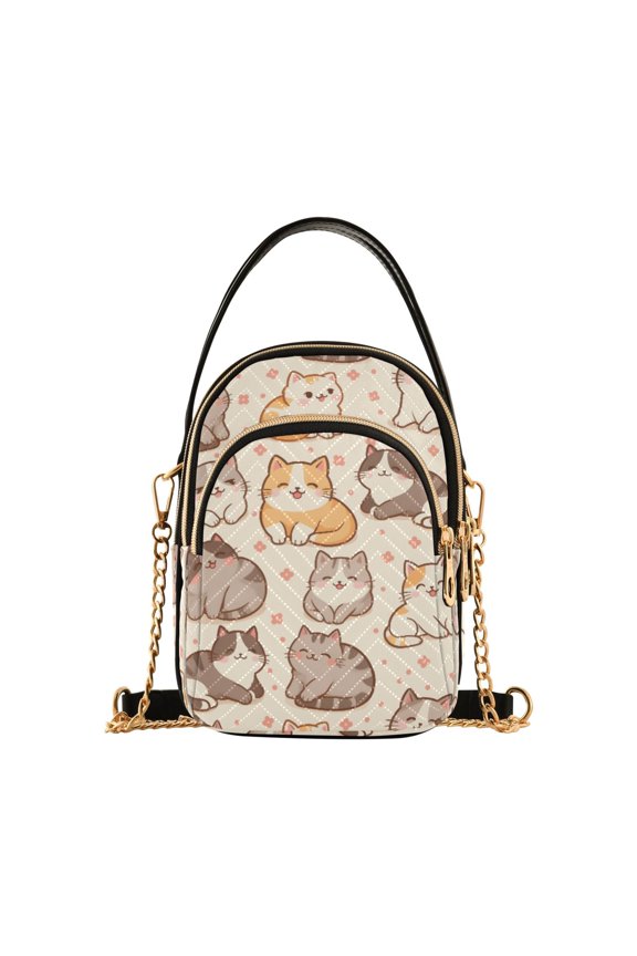 Cute Kitten Pattern Women's Crossbody Handbags Leather Crossbody Bags Fanny Pack Chest Bag for Travel