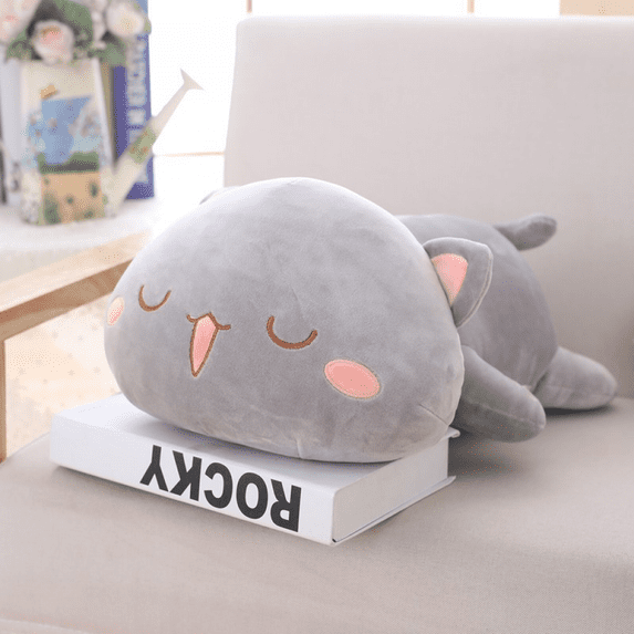 Cute Kitten Plush Toy,Stuffed Animal Pet Kitty Soft Anime Cat Plush Pillow for Kids,Best Gift (Gray , 13.7")