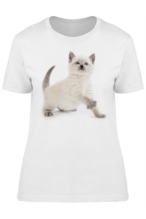 Cute Kitten Scratches The Air T-Shirt Women -Image by Shutterstock, Female Large