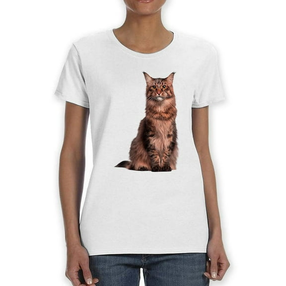 Cute Kitten Sits T-Shirt Women -SPIdeals Designs, Female Small