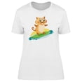 thumbnail image 1 of Cute Kitten Surfing Cartoon T-Shirt Women -Image by Shutterstock, Female Medium, 1 of 2