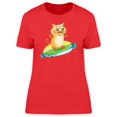 thumbnail image 1 of Cute Kitten Surfing Cartoon T-Shirt Women -Image by Shutterstock, Female Small, 1 of 2