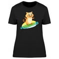 thumbnail image 1 of Cute Kitten Surfing Cartoon T-Shirt Women -Image by Shutterstock, Female x-Large, 1 of 2