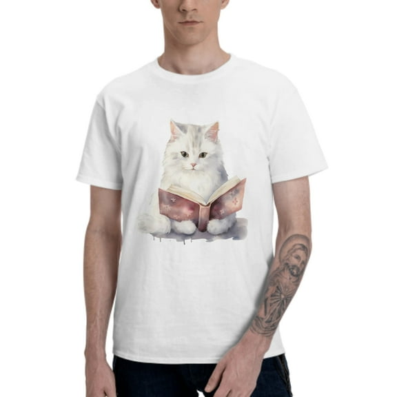 Cute Kitten T-Shirt for Men Cotton 100% Summer Tops Women Fashion Casual Short Sleeves Round Collar Short-Sleeve Couple Top Tees