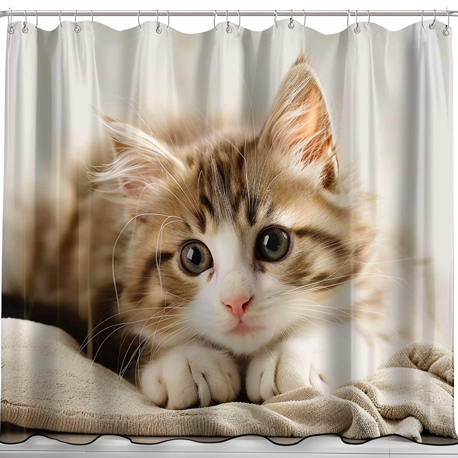 Cute Kitten Theme Shower Curtain Ultra Realistic & Design - Walmart.com