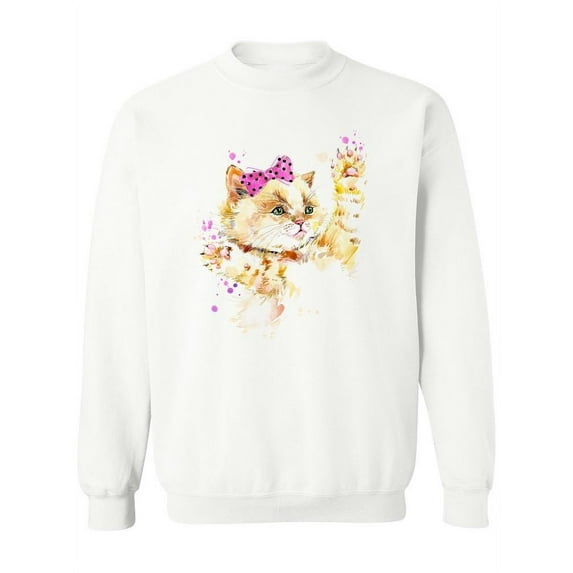 Cute Kitten Watercolor Design Sweatshirt Women -Image by Shutterstock, Female 4X-Large
