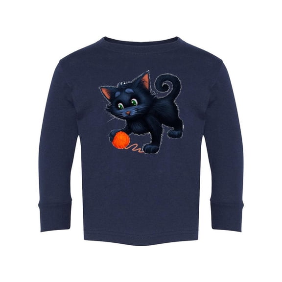 Cute Kitten With A Ball Long Sleeve Toddler -Image by Shutterstock,  3 Toddler