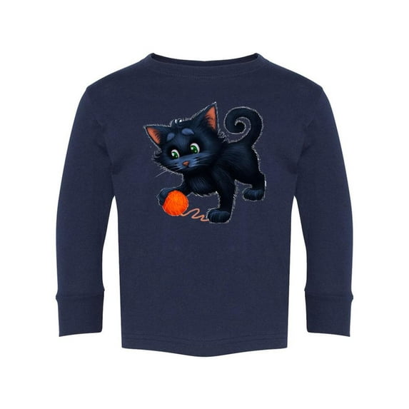 Cute Kitten With A Ball Long Sleeve Toddler -Image by Shutterstock, 3 Toddler