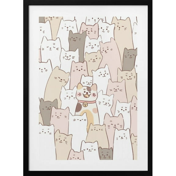 Cute Kitten lock Framed Art Modern Wall Decor