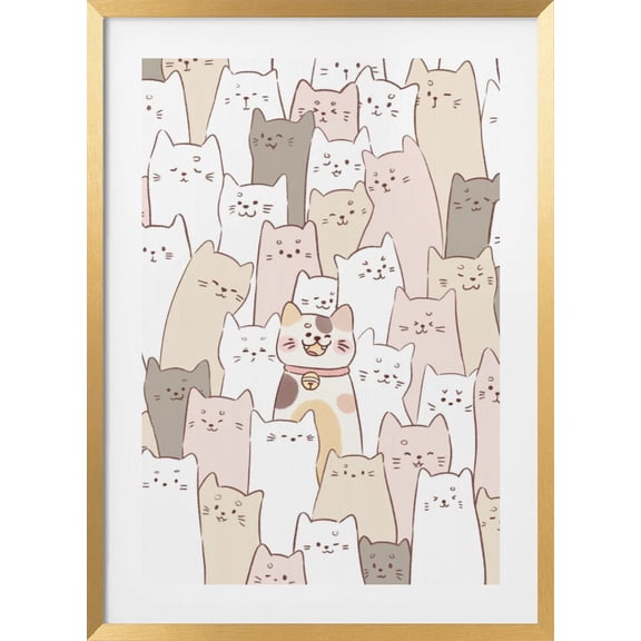 Cute Kitten lock Framed Art Modern Wall Decor