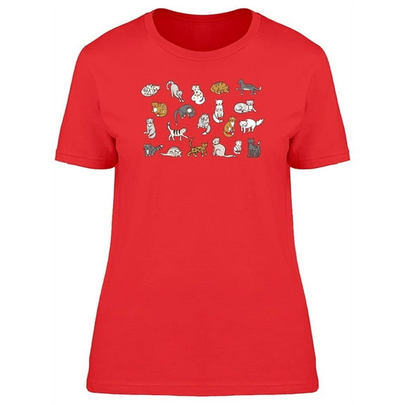 Cute Kittens Doodle Cartoon T-Shirt Women -Image by Shutterstock, Female Small