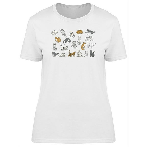 Cute Kittens Doodle Cartoon T-Shirt Women -Image by Shutterstock, Female Small